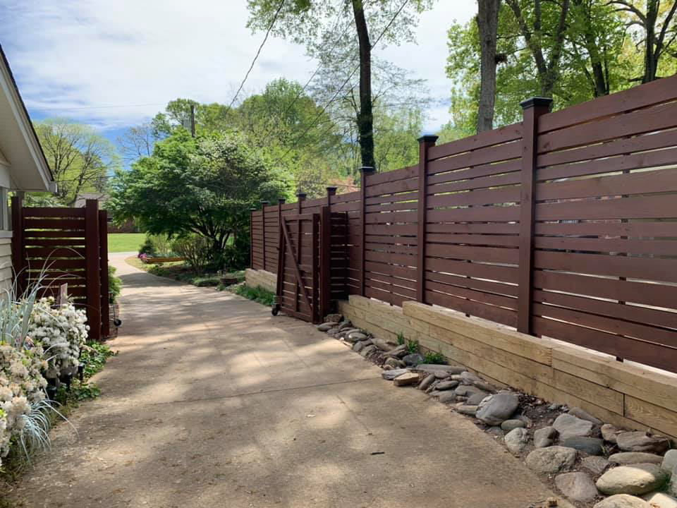 Retaining wall and privacy fence installed